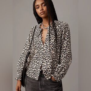 Pilcro by Anthropologie Kiera Peter Pan Collar Leopard Print Blouse S $118